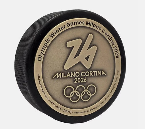 2026 Milano Cortina Official Olympic Ice Hockey Gold Plaque Puck Collectible - FREE SHIPPING