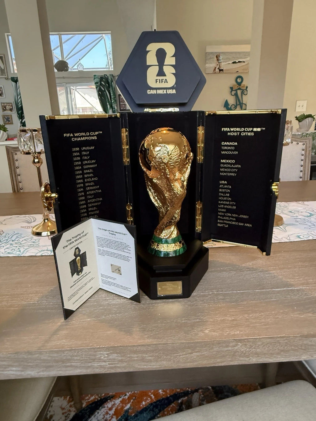 Officially Licensed FIFA World Cup 2026 Premium 260mm Trophy Replica – 24K Gold Plated Limited Edition (Only 2026 Made) – Individually Numbered with Luxury 3-Sided Leather Display Case