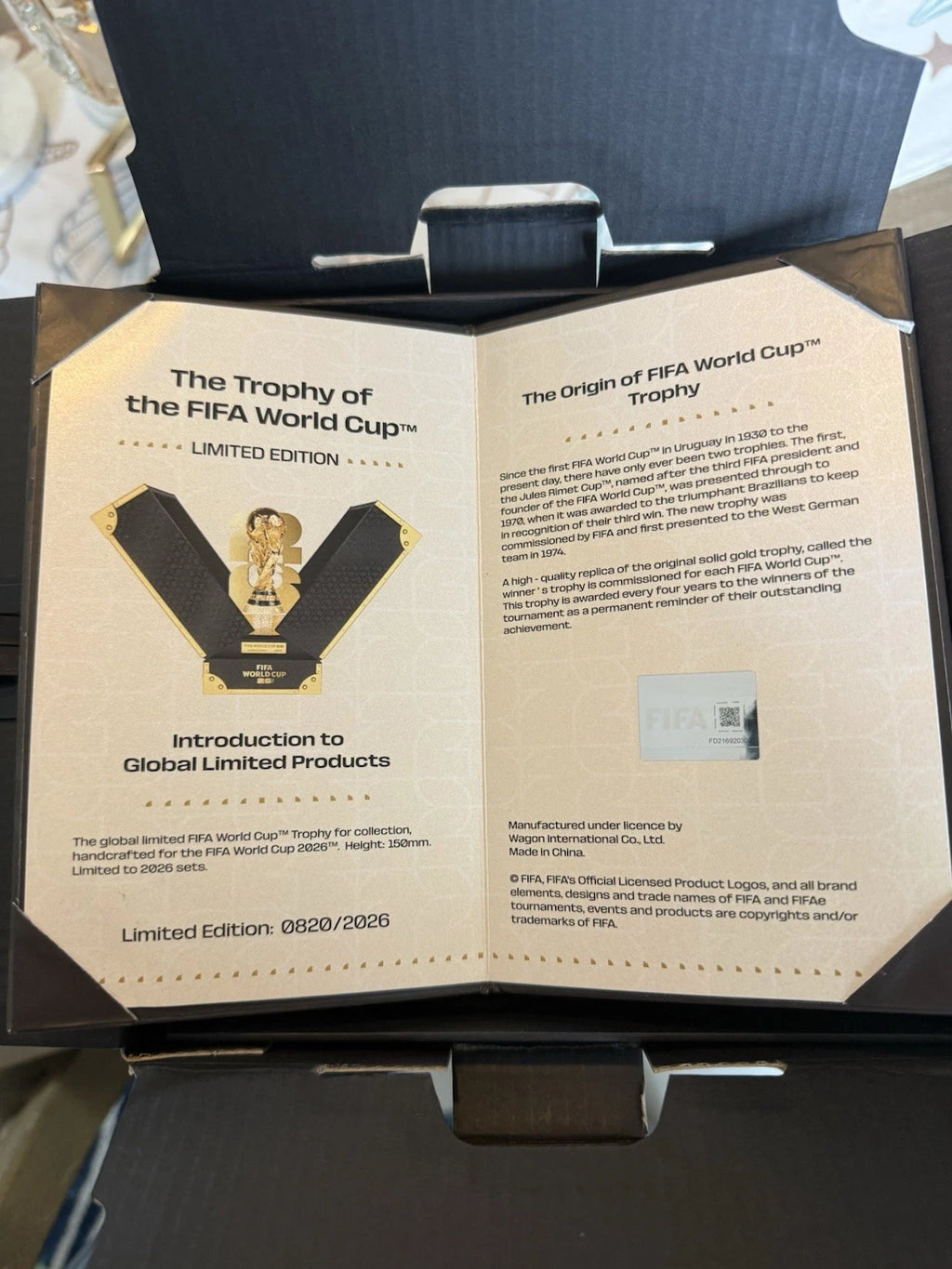 Officially Licensed FIFA World Cup 2026 150mm Premium Trophy Replica – 24K Gold Plated Limited Edition (Only 2,026 Globally) – Unique V-Shape Leather & Wood Display Case – Individually Numbered