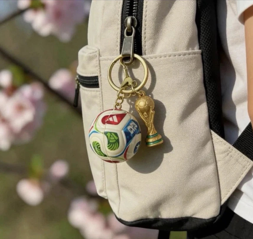FIFA World Cup 2026 Trophy & Soccer Ball Keychain Set Fan Souvenir Gift