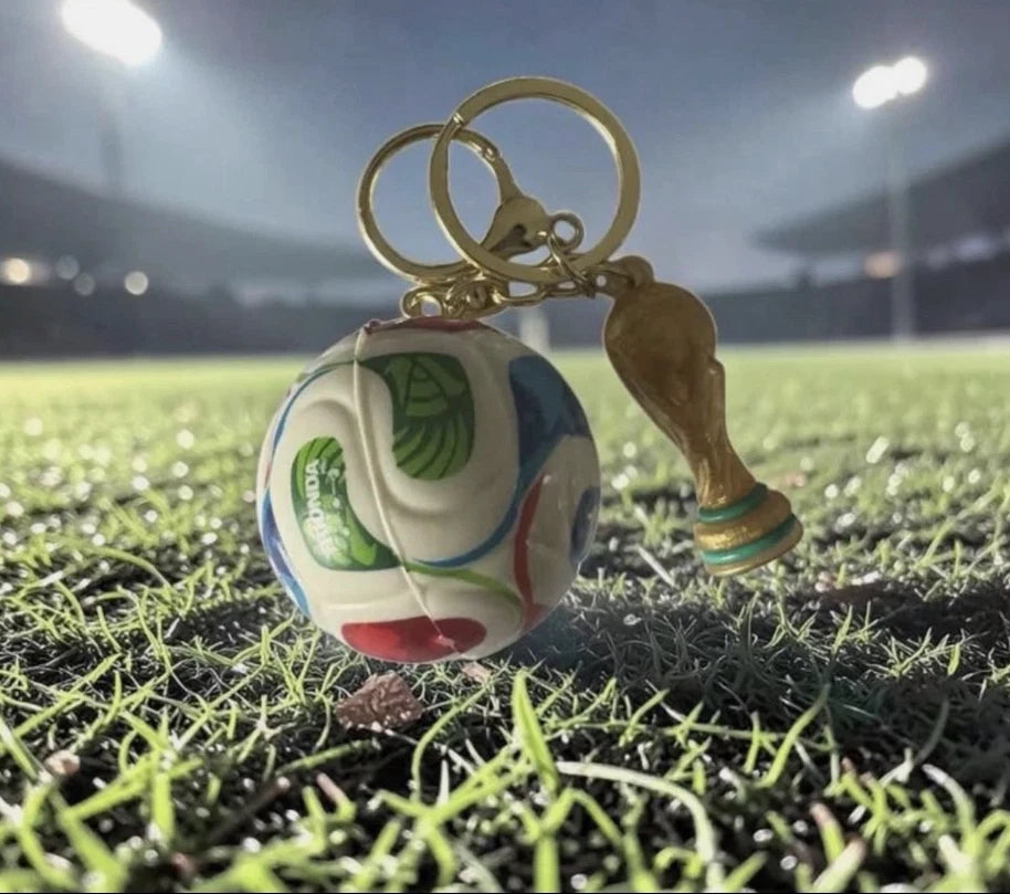 FIFA World Cup 2026 Trophy & Soccer Ball Keychain Set Fan Souvenir Gift
