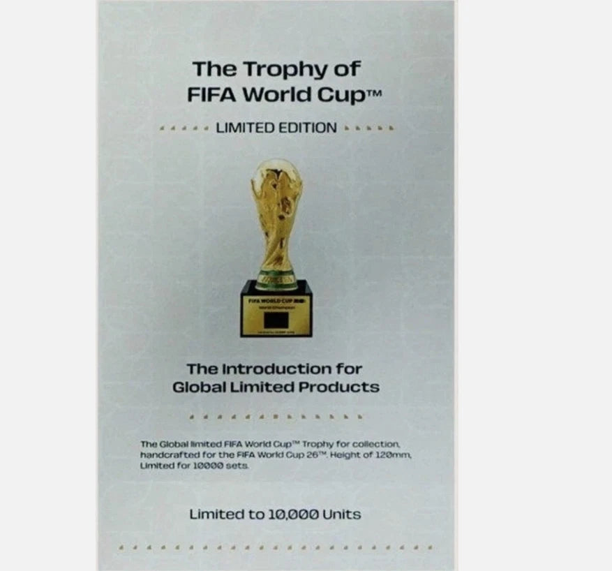 2026 FIFA World Cup 3D Trophy Replica with DIY Champion Flag – Luxury Wood & Leather Display Box Collector Edition 1ST PRODUCTION RUN